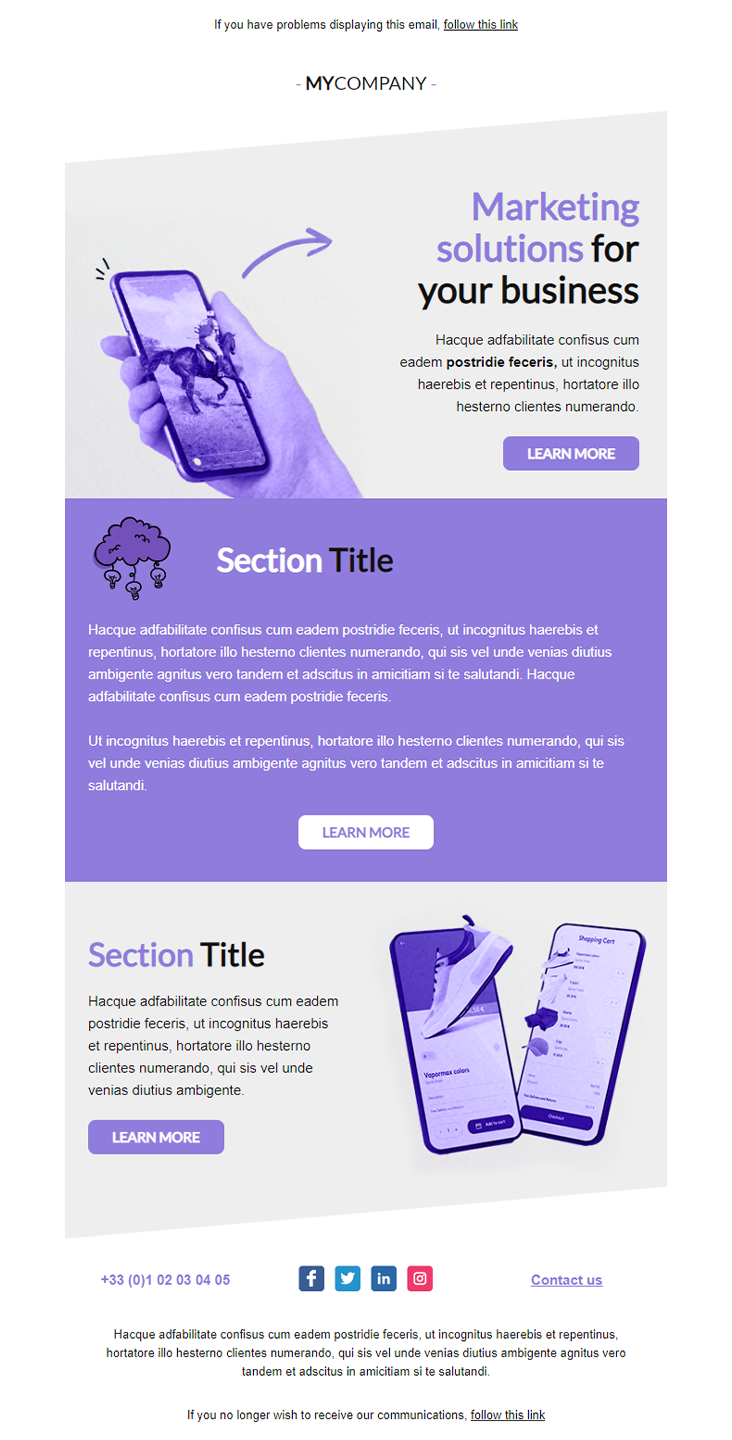 modèle email Business World