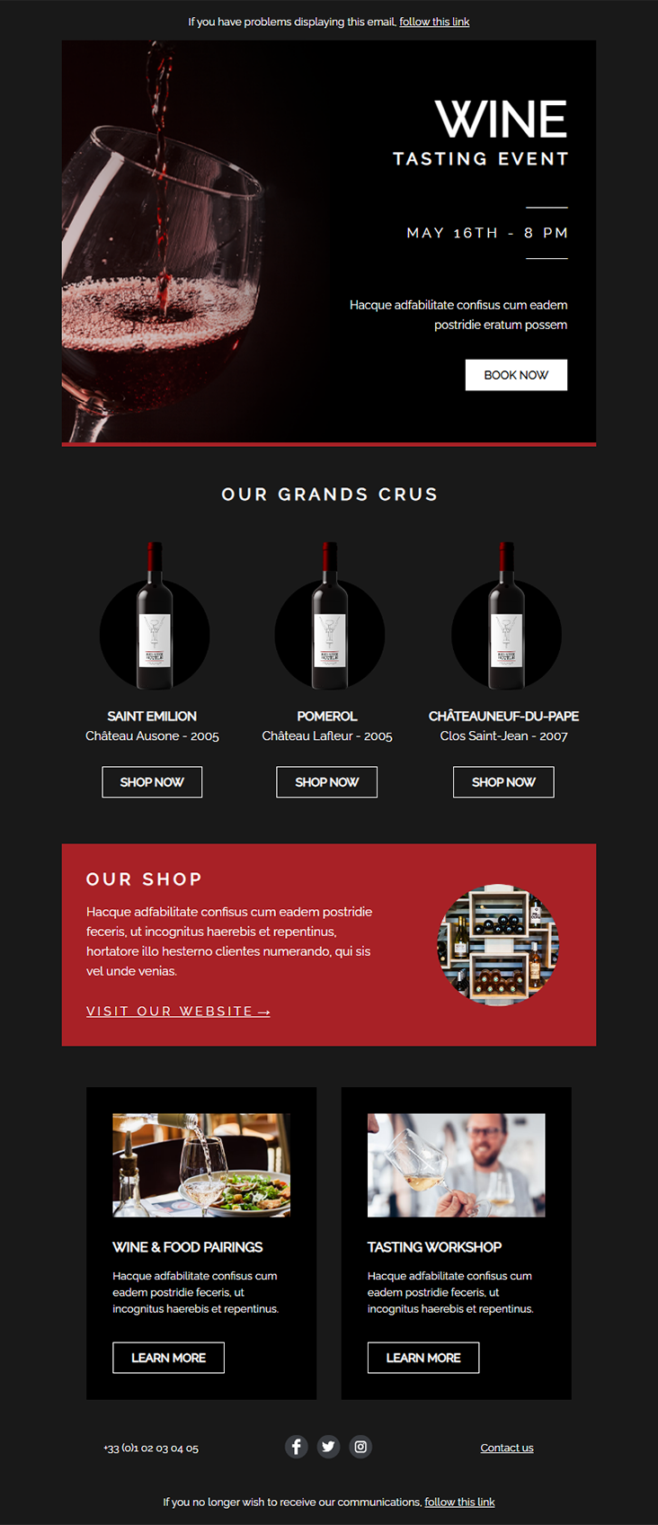 modèle email Wine