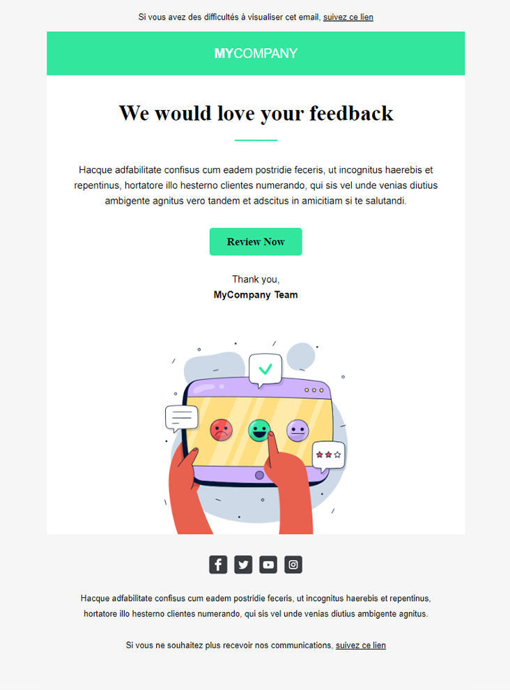 modèle emailing Testimonial