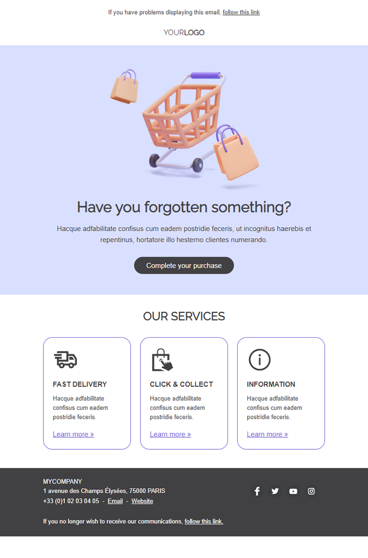 template email Abandoned Cart