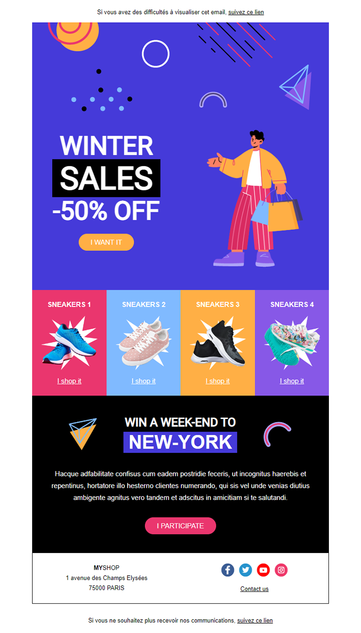 template de newsletter Winter Sales