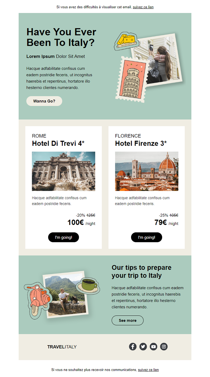 modèle de newsletter “Travel Italy”