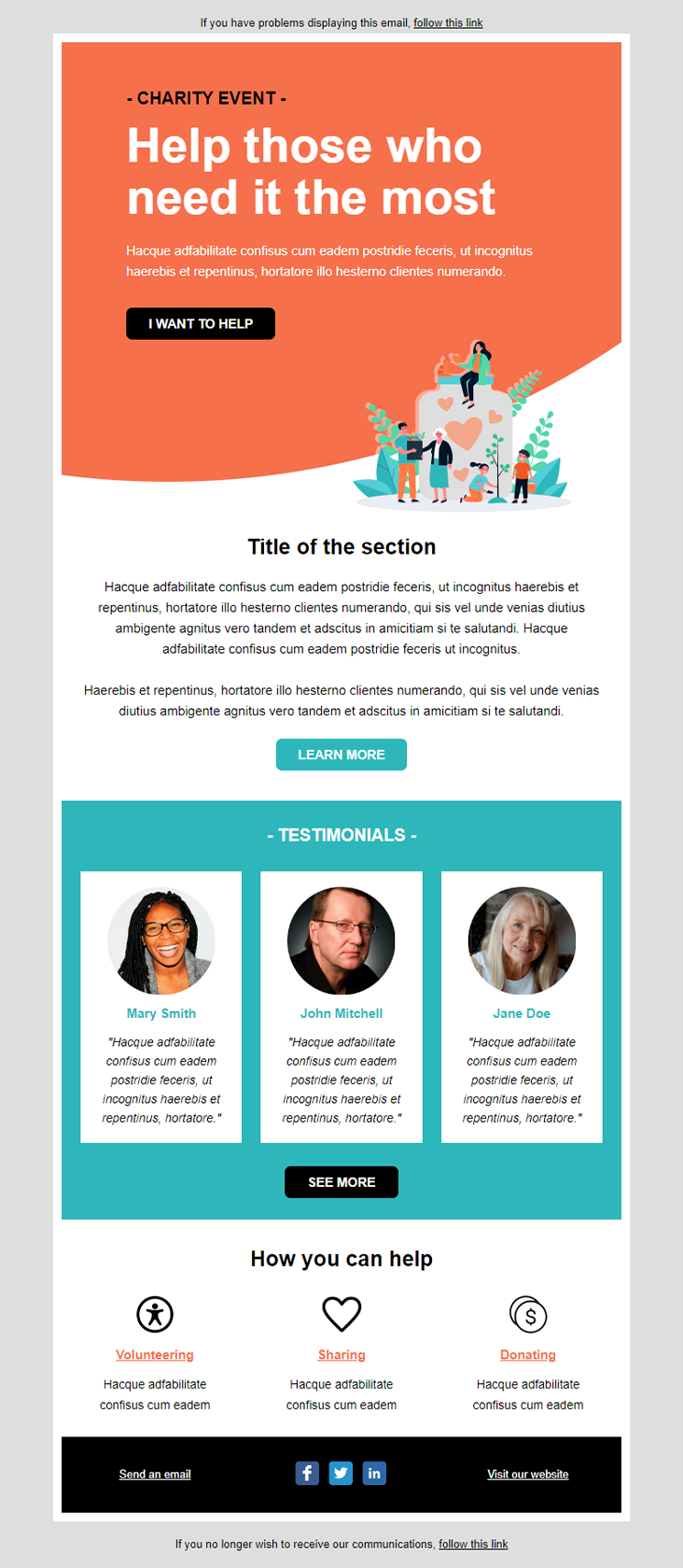 modèle de newsletter Charity