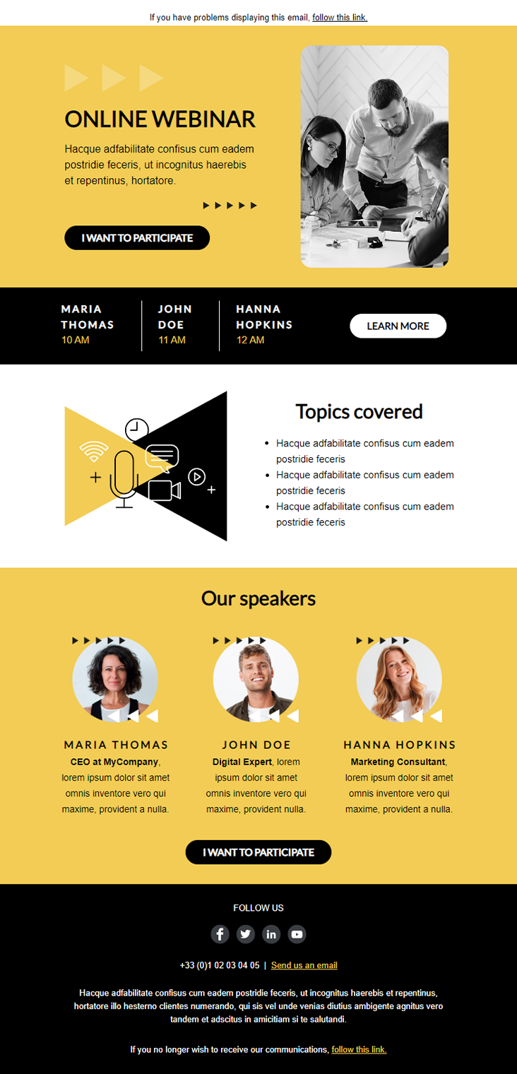 modèle de newsletter « Online Webinar »