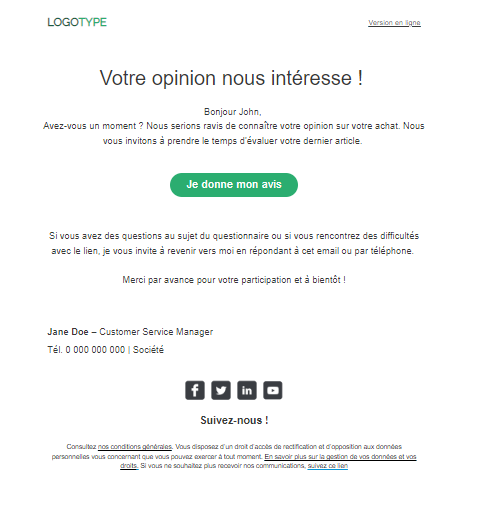 email automatoique demande d'avis