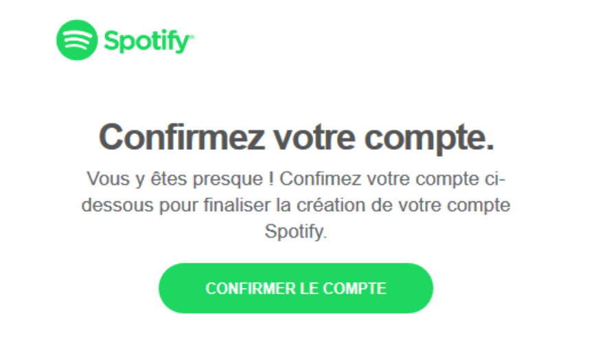 email de bienvenue spotify
