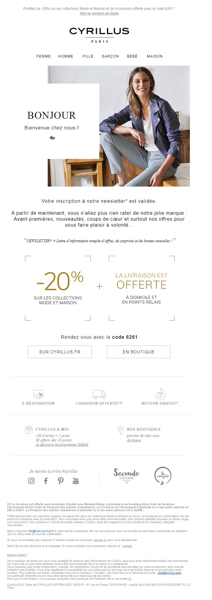 email de bienvenue Cyrillus