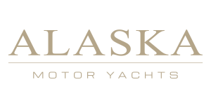 Alaska Motor Yachts logo with stylized text and an underline beneath 'Alaska'.