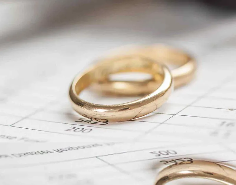 two wedding rings intertwined