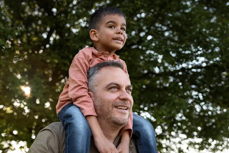 father and son outside