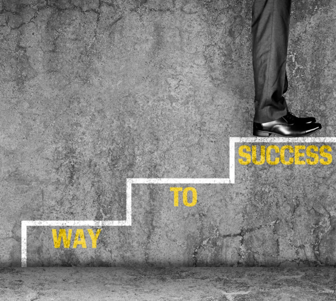 A person walking on a stair.