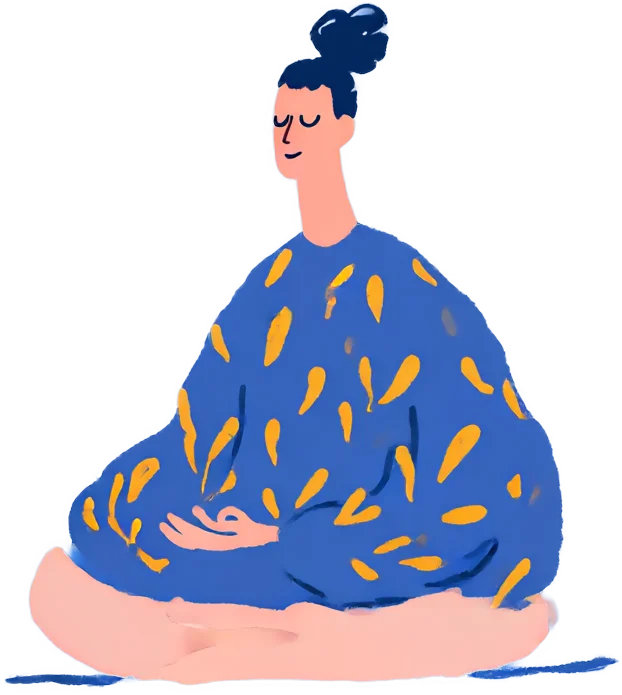 Illustration einer Person die mit Kopfhörer meditiert