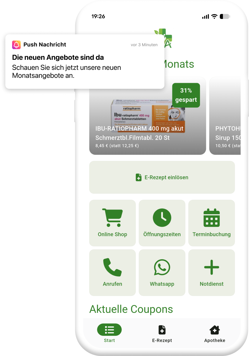 Beispiel einer App für Apotheken mit Push-Nachricht