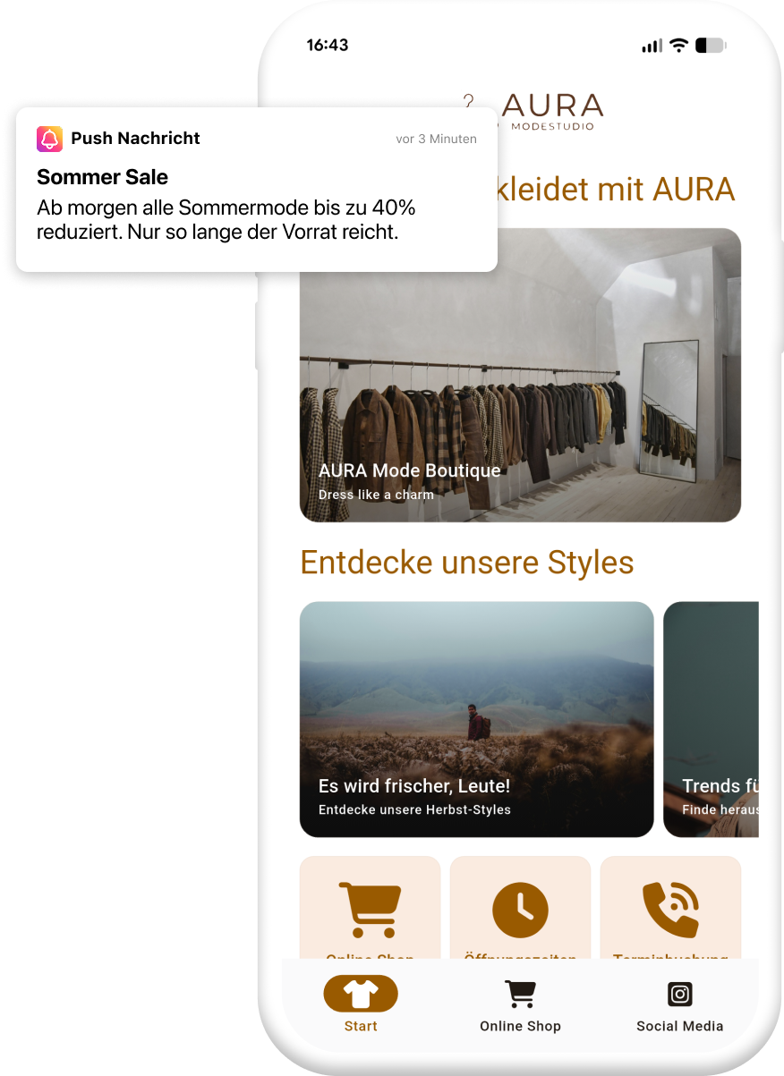 Beispiel einer App für Einzelhändler mit Push-Nachricht