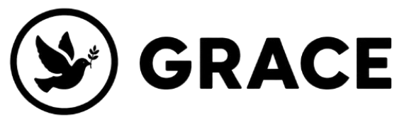 Logo of the word 'GRACE' with a circular emblem on the left featuring a dove holding an olive branch.