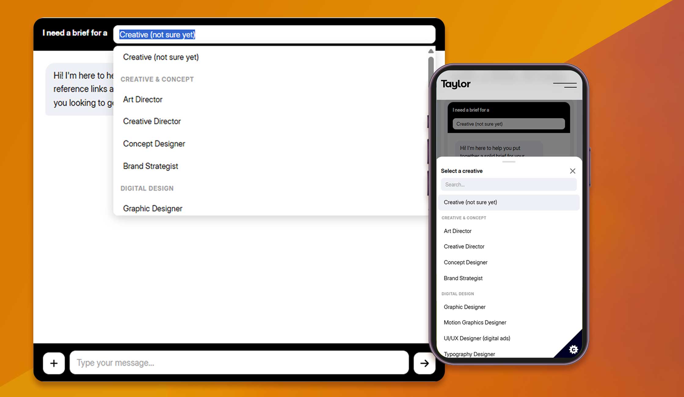 shots of how briefbuilder work across devices