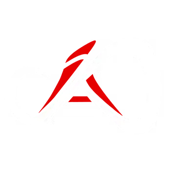 Stylized logo combining a red letter A and a white infinity symbol on a black background.