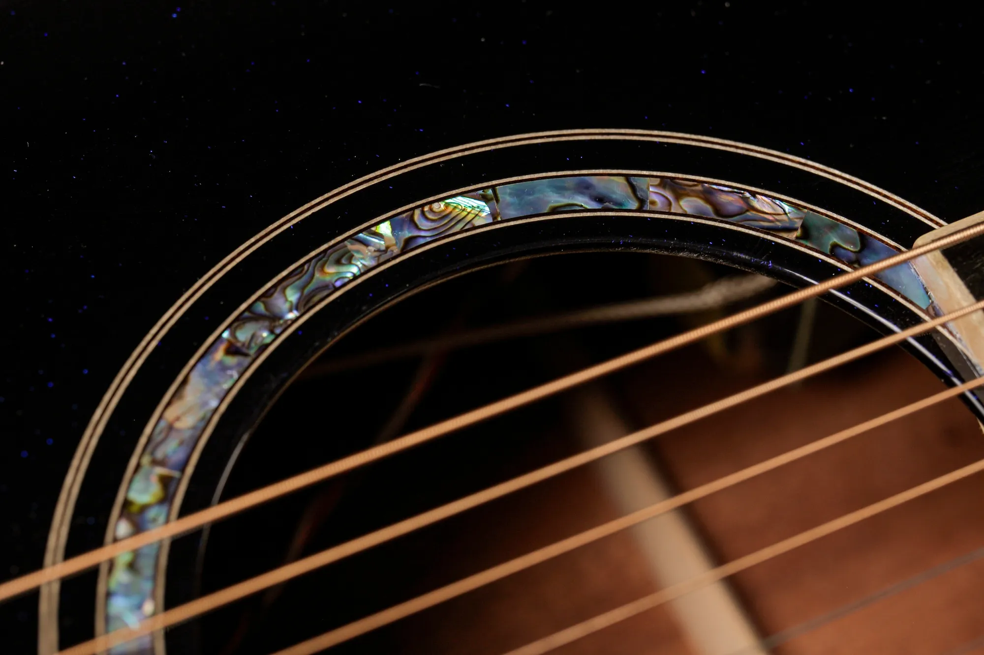Close-up photography of Hodaka guitars.