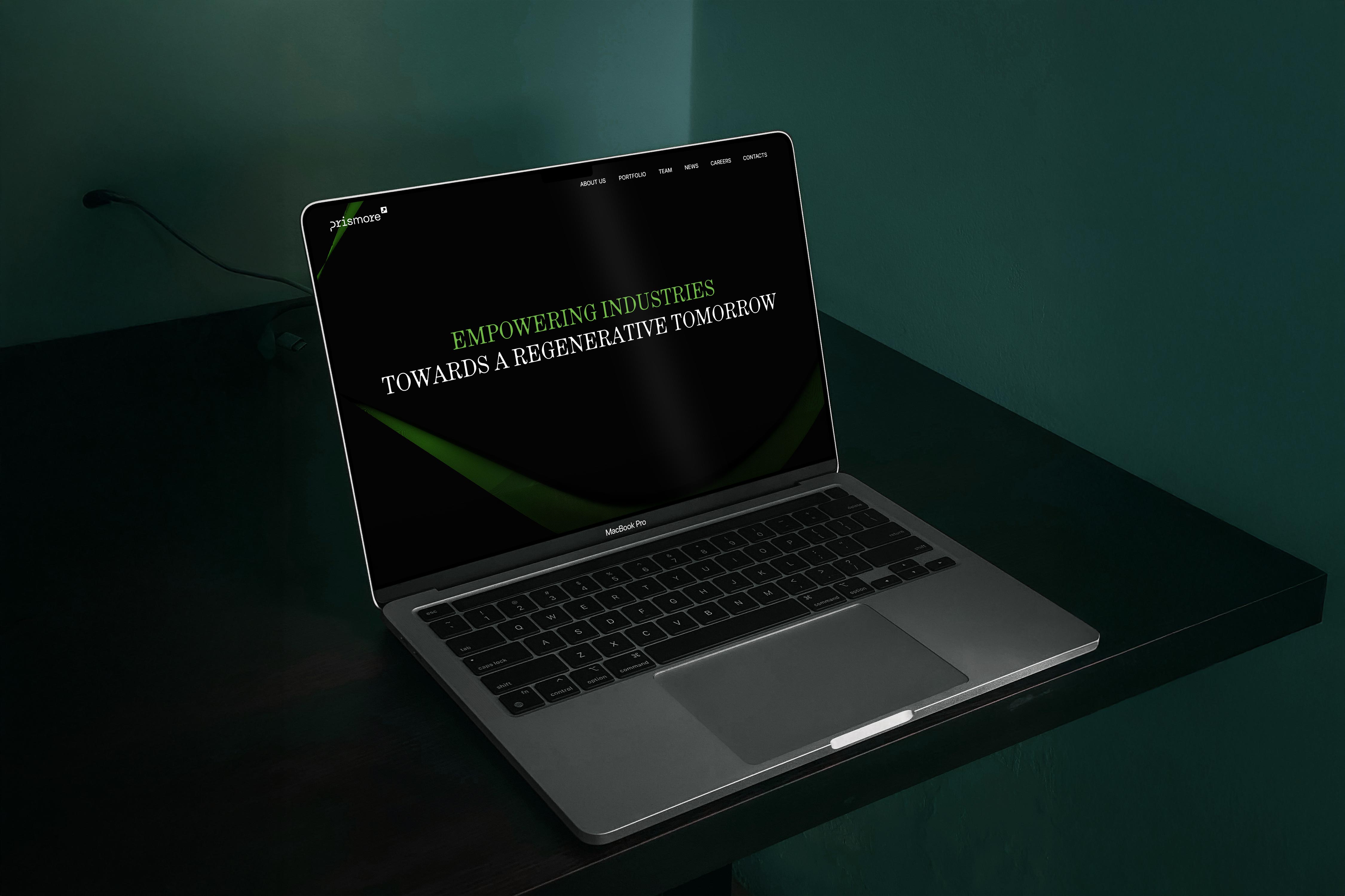 Prismore Capital, website on a laptop mockup