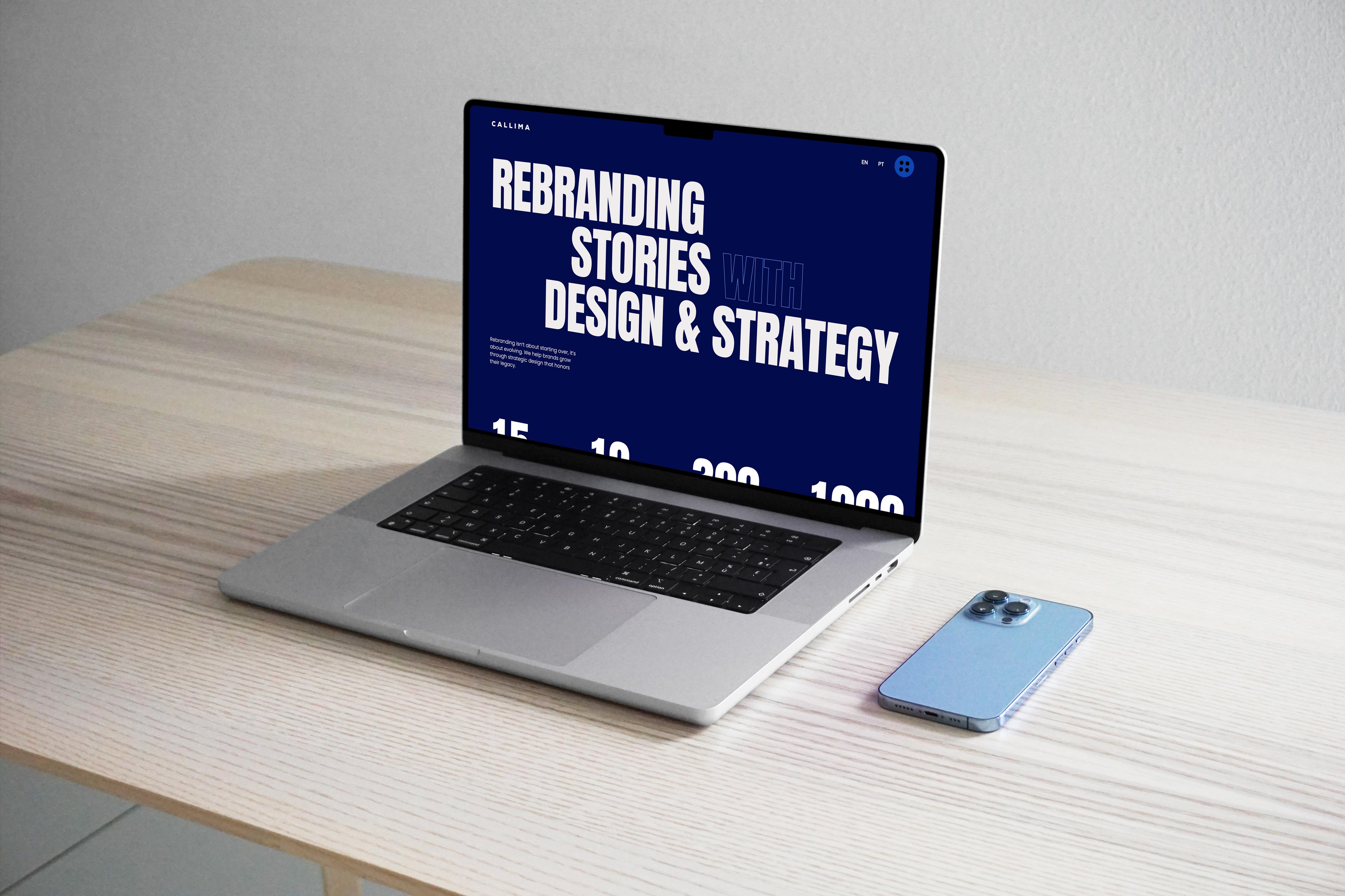 Callima Design, website on a laptop mockup