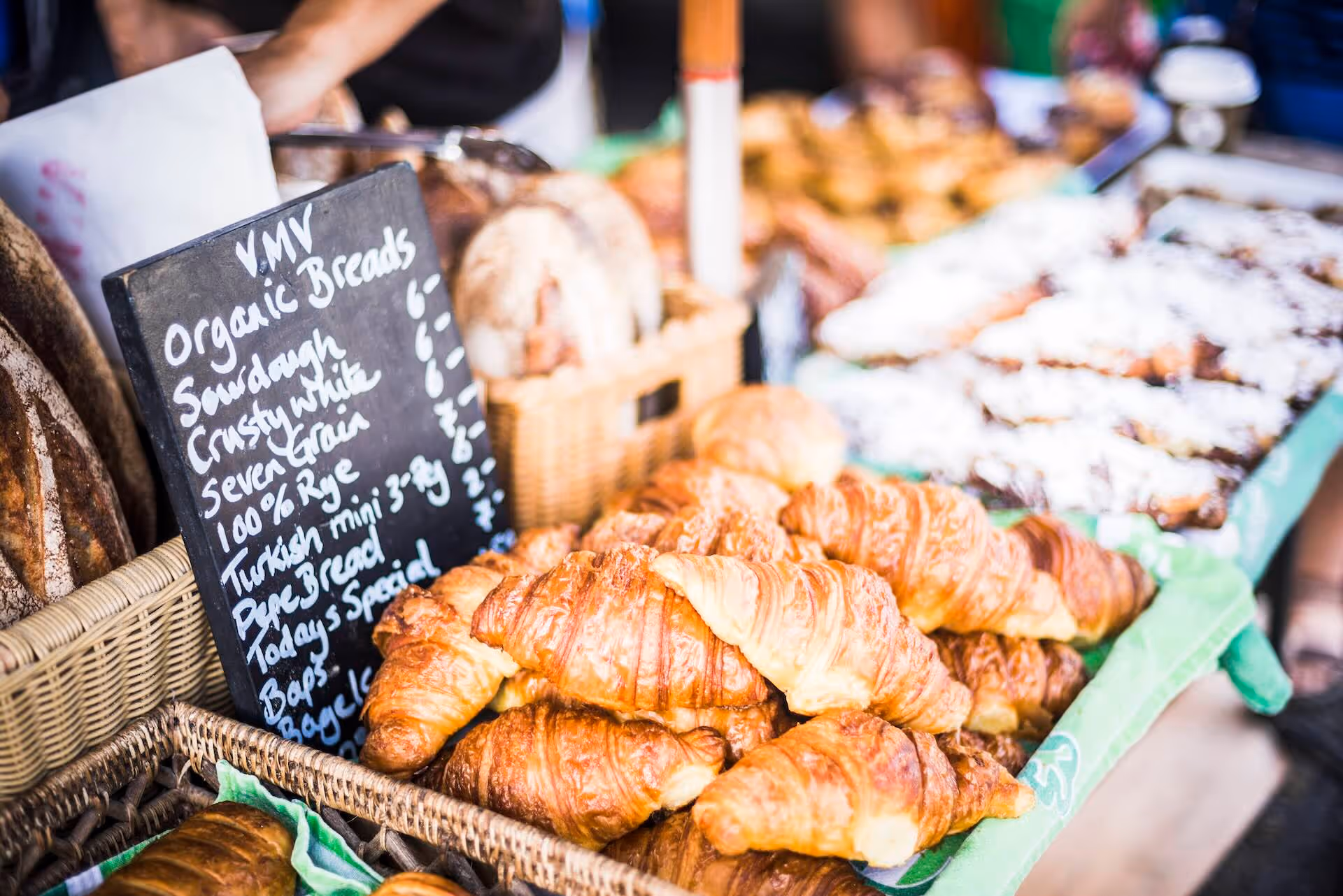 Bakery stand setup in a local farmer's market