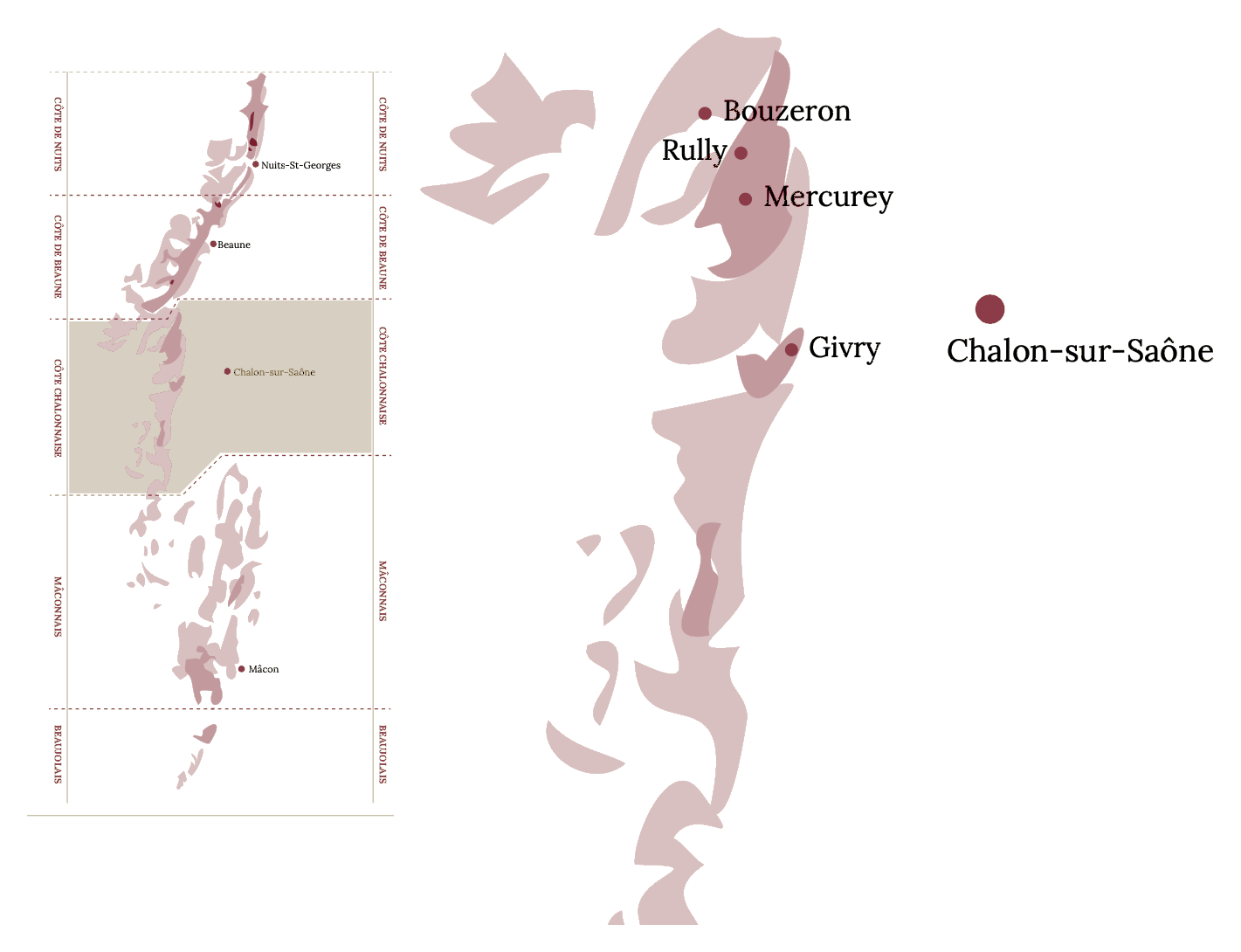 Map of the Côte Chalonnaise