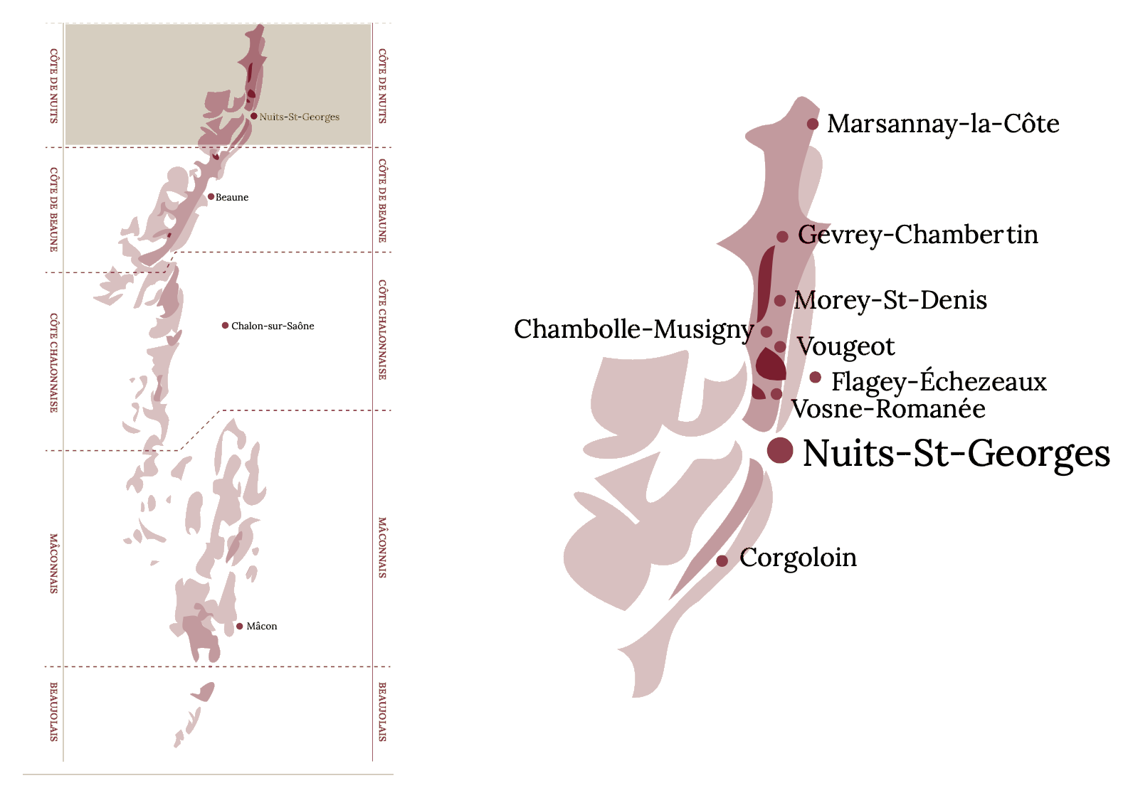 Map of the Côte de Nuits