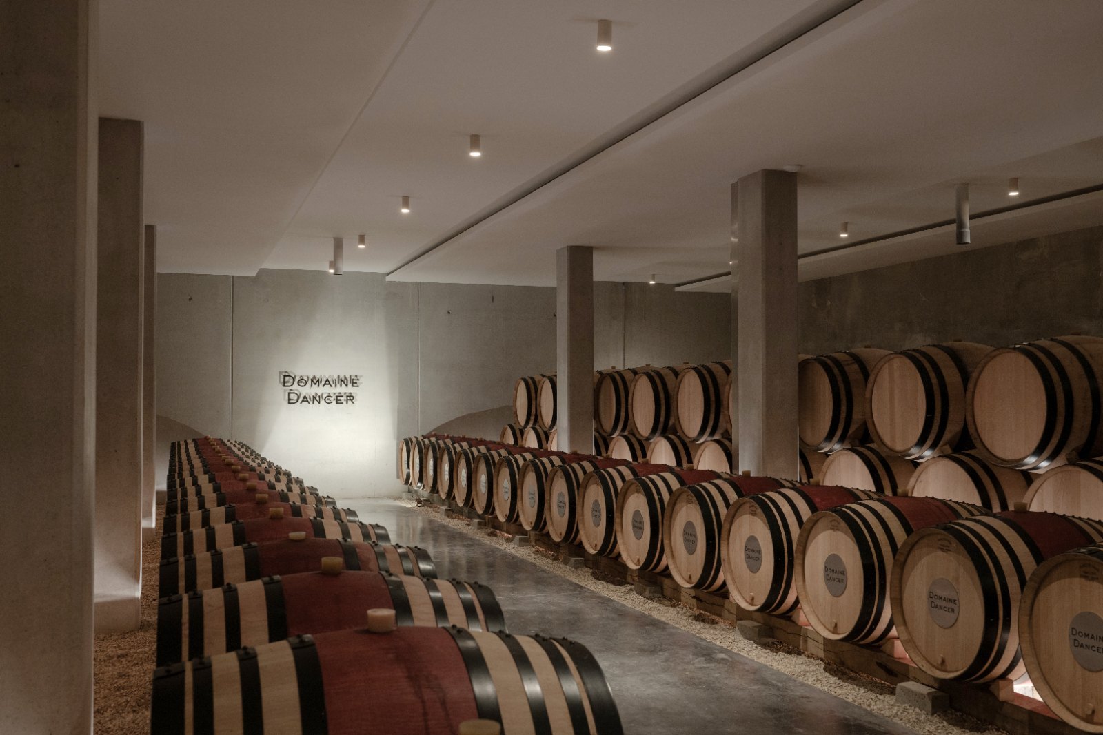 The barrel cellar of Domaine Dancer
