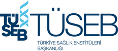 Logo of Türkiye Sağlık Enstitüleri Başkanlığı featuring stylized DNA helix and bold blue text.