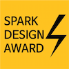Logo with text 'SPARK DESIGN AWARD' and a black lightning bolt on a yellow background.