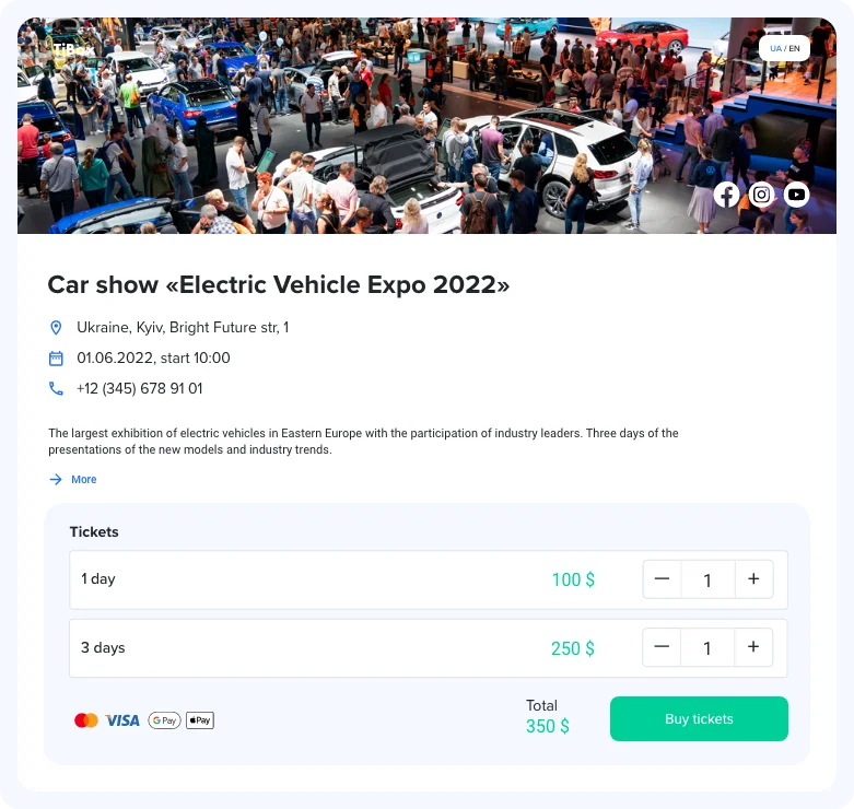 tickets depending on the type of event en