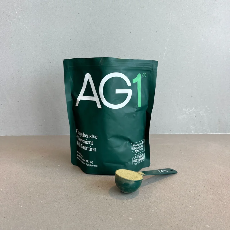 pouch and scoop on a counter