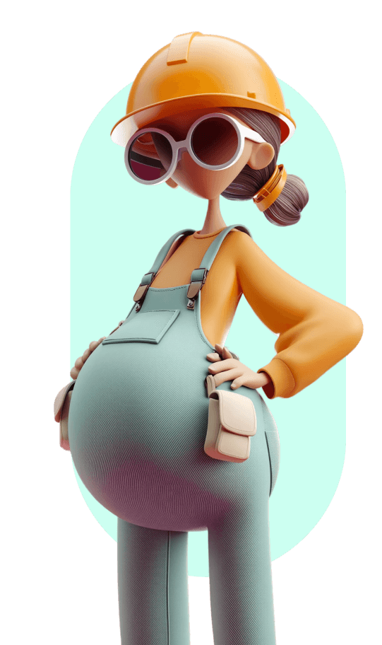 Illustration of six diverse pregnant women standing close together with eyes closed and peaceful expressions.