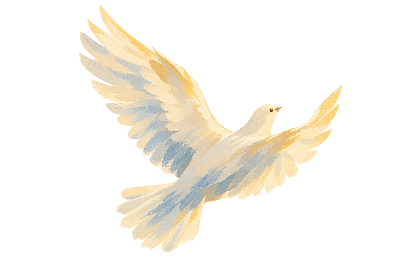 Watercolour illustration of a dove in flight
