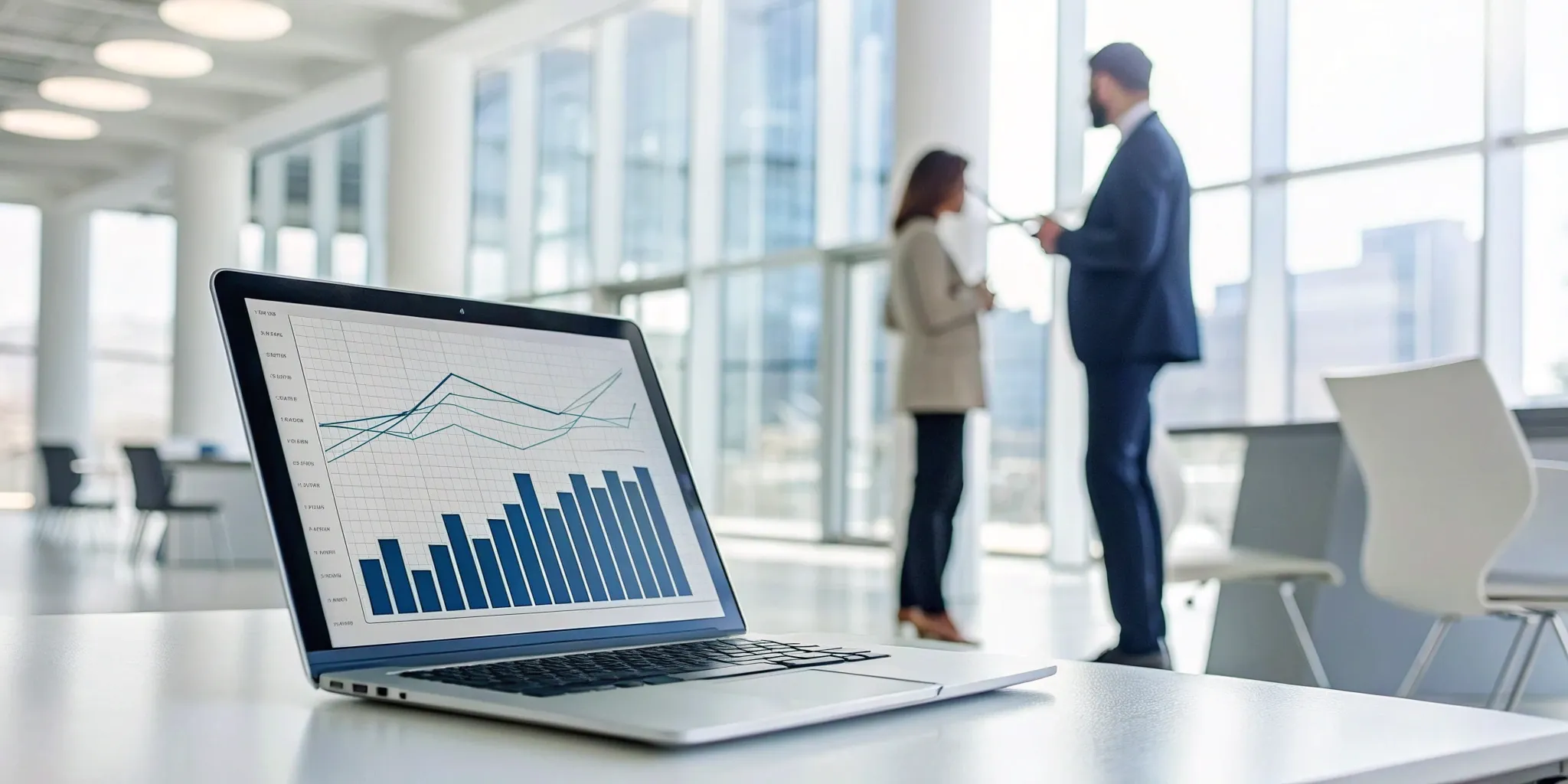 Professionals analyzing a performance dashboard for RevOps optimization services.