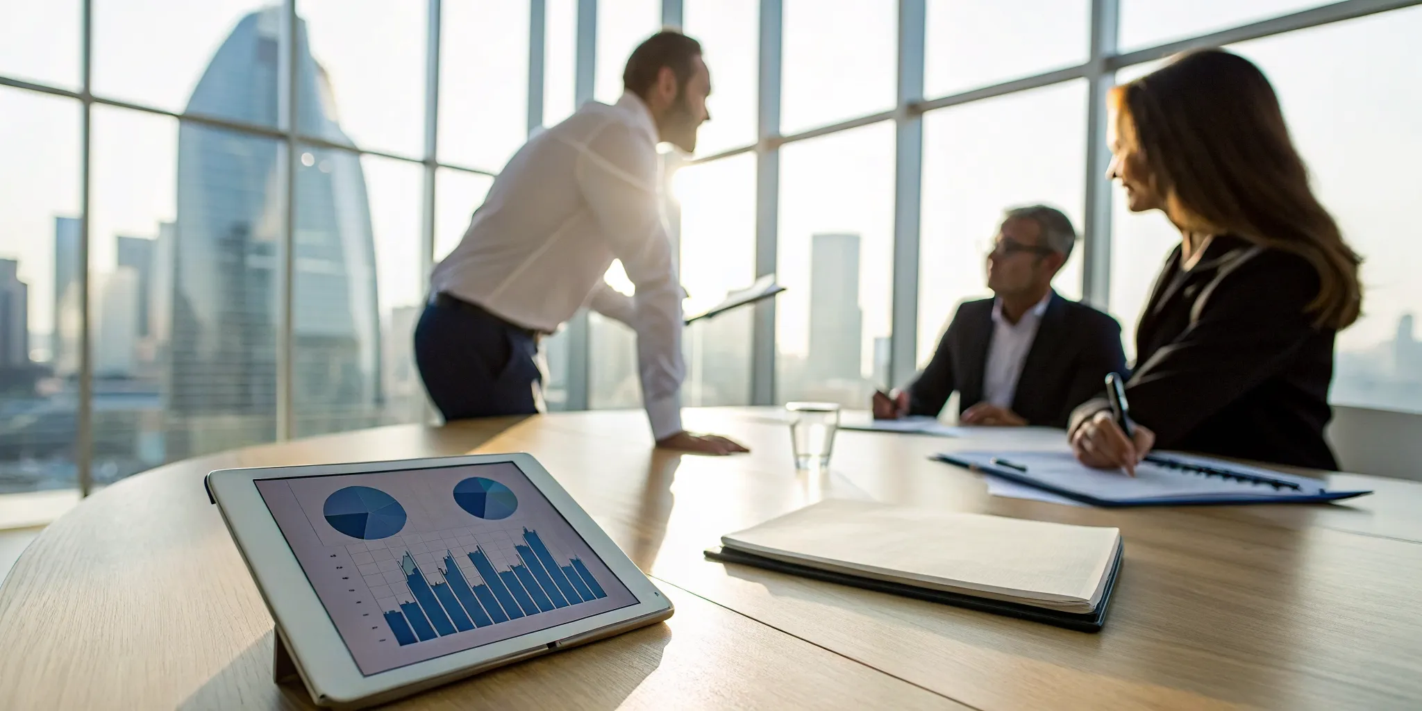 Sales professional asking a client strategic value-based selling questions.