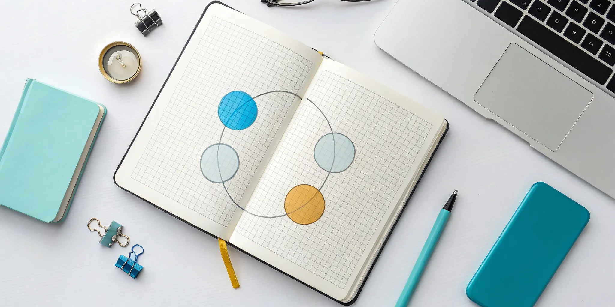 A value proposition framework sketched in a notebook on a desk.