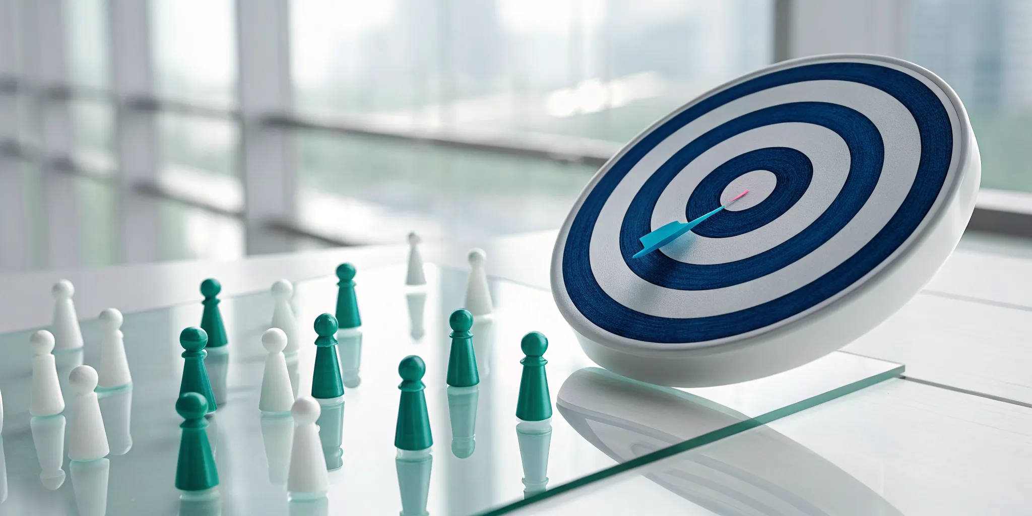 A dart hits the bullseye of a target, the goal of defining a business's target market.