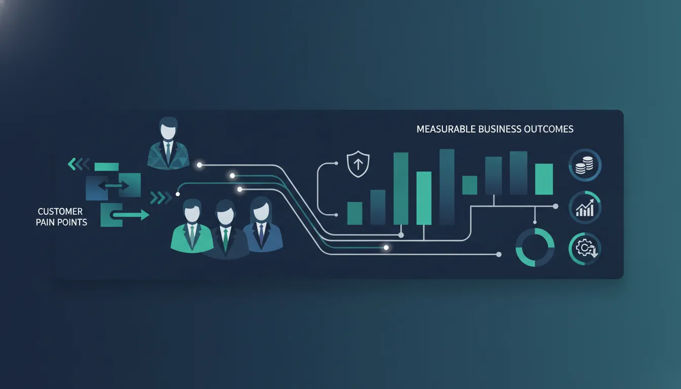 Enterprise seller and executive aligning customer pain with measurable business outcomes