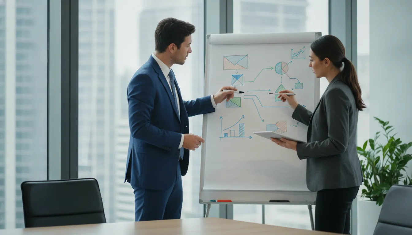 Enterprise seller validating MEDDIC metrics with a finance stakeholder