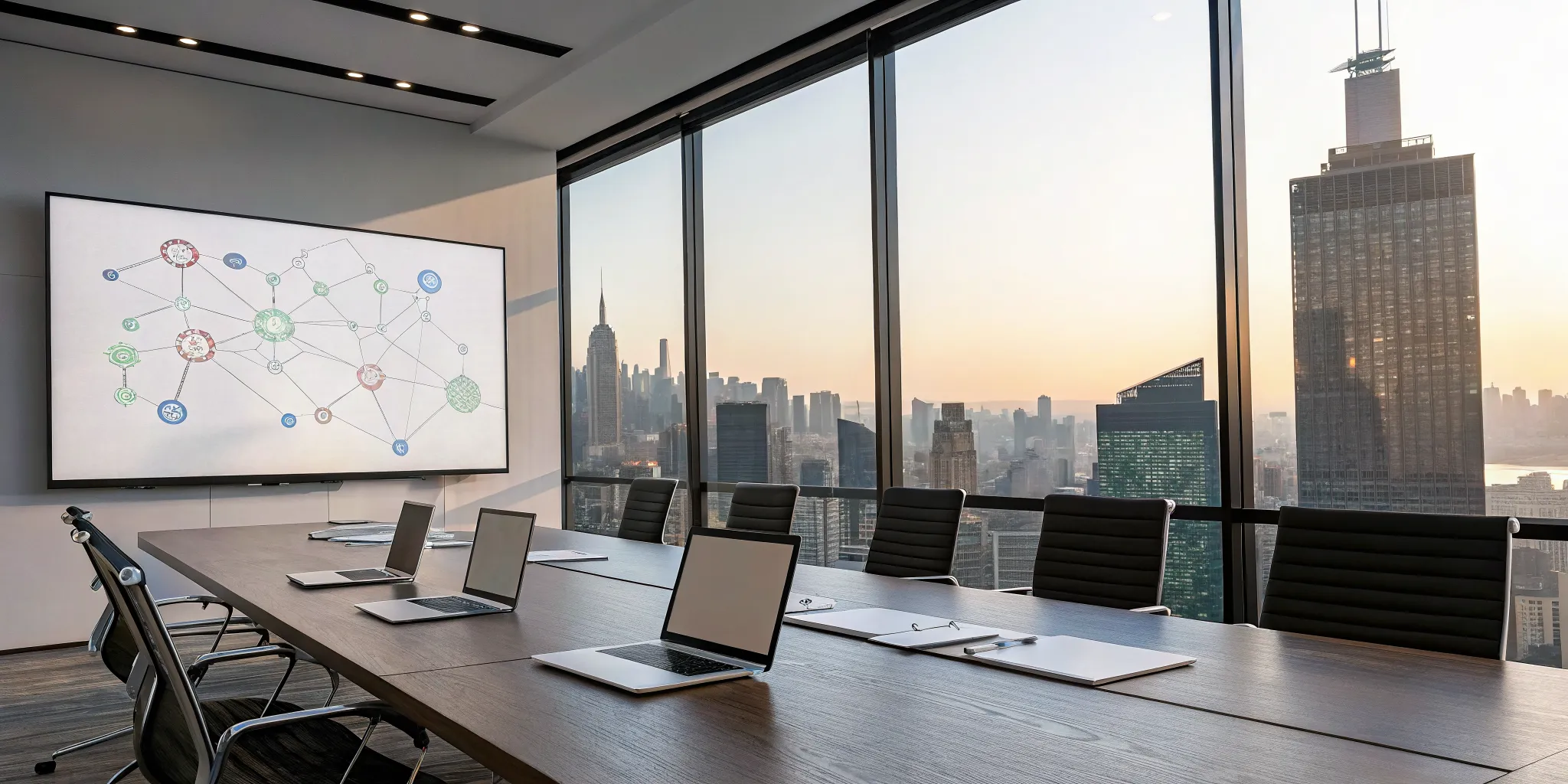 Conference room screen showing the MEDDICC sales framework for a tech team.