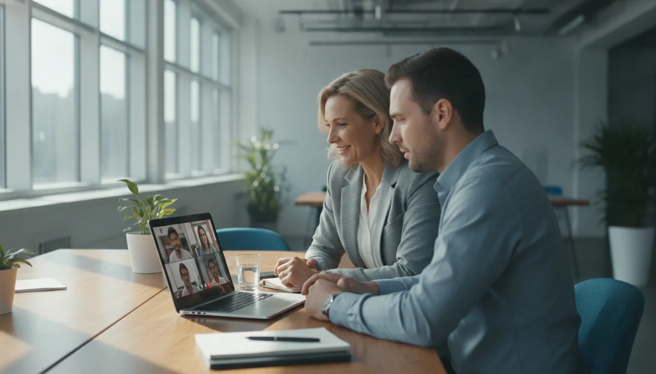 Sales coach and rep collaborating during a live sales coaching session