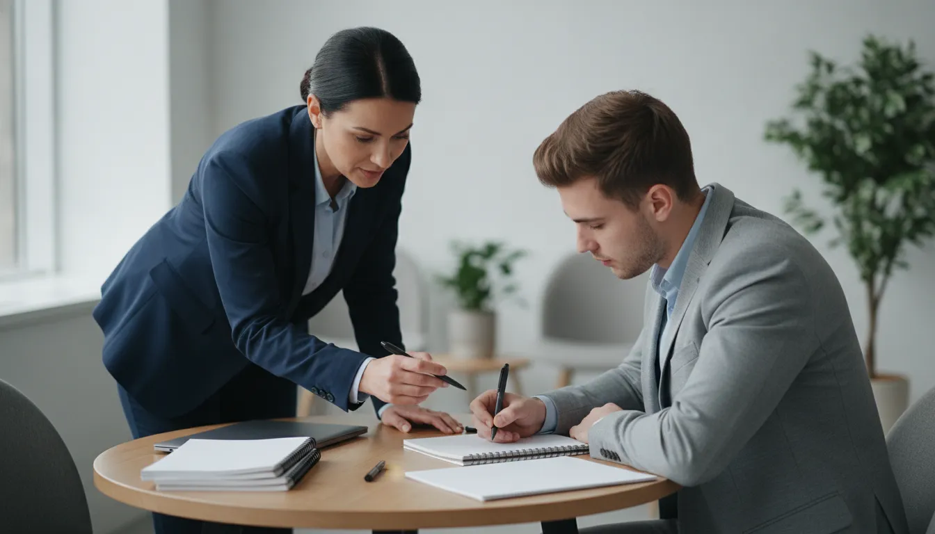Sales manager coaching an account executive through a MEDDPICC deal review