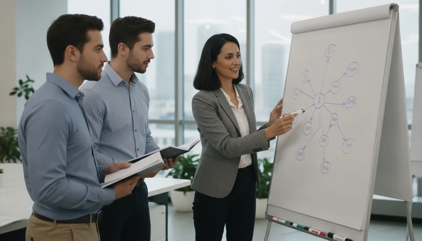 B2B sales leader coaching sellers to map their lead generation pipeline