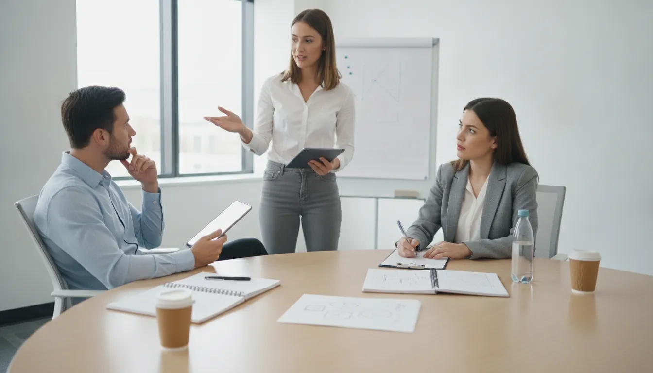 Sales professionals practicing a customer conversation in an instructor-led training session