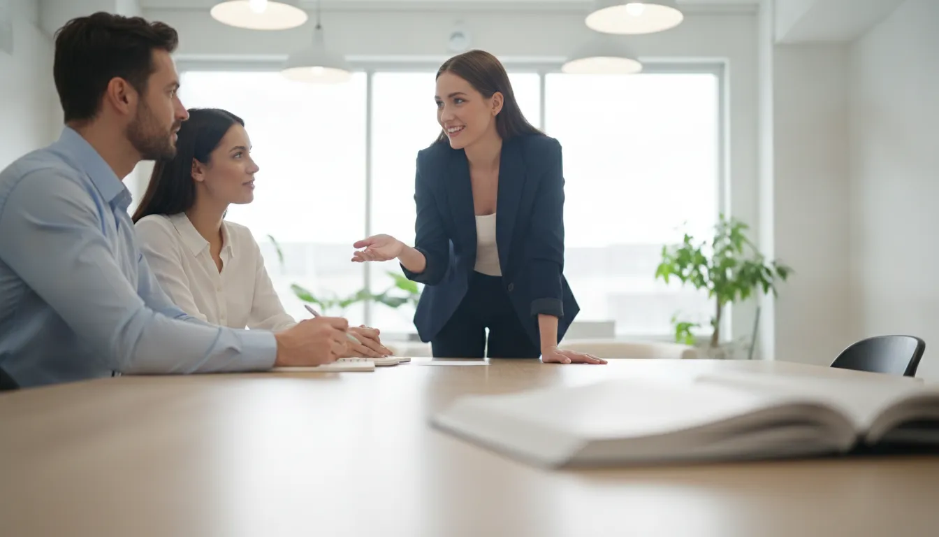 B2B sales team practicing a sales playbook template in a buyer conversation