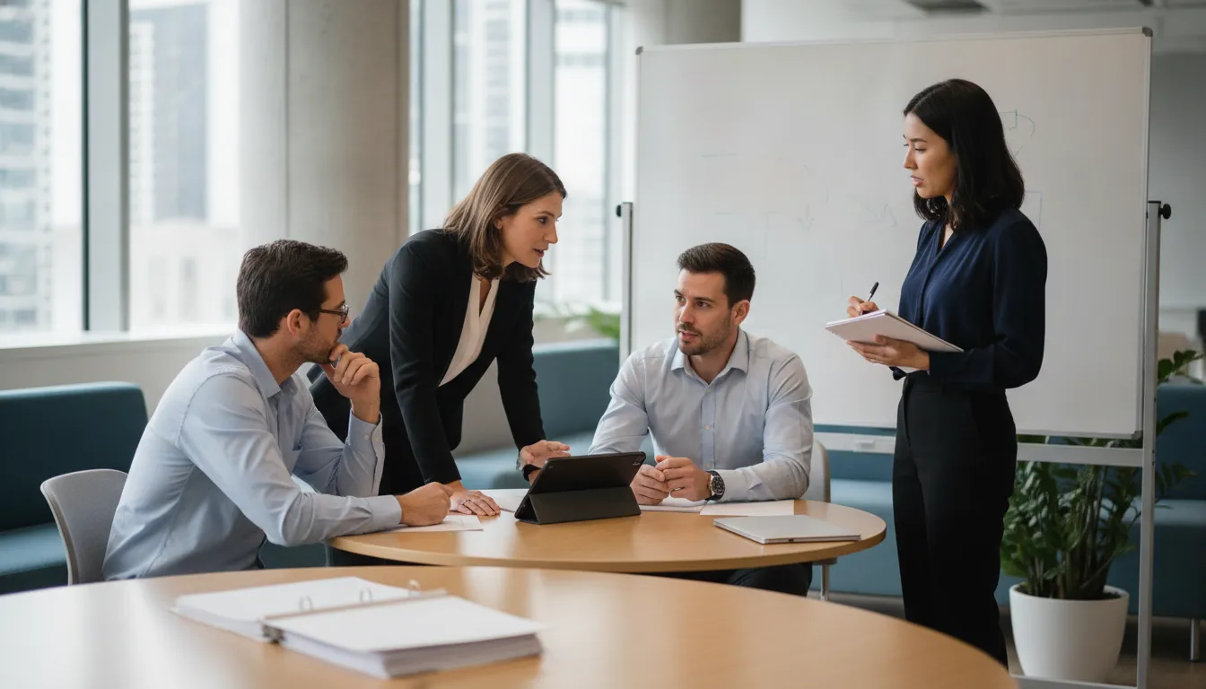 B2B sales leaders practicing buyer conversations with a sales playbook template
