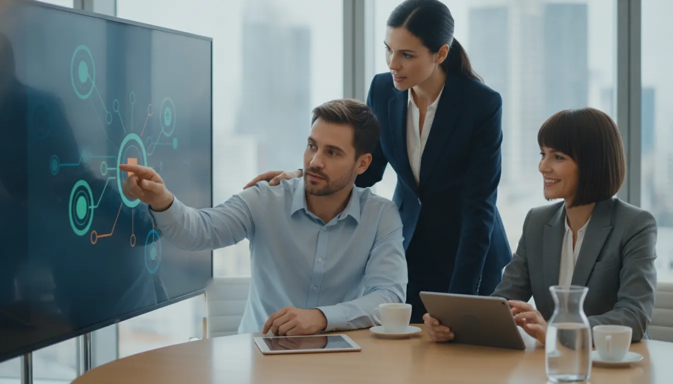 Sales manager coaching a seller during a live technology customer conversation