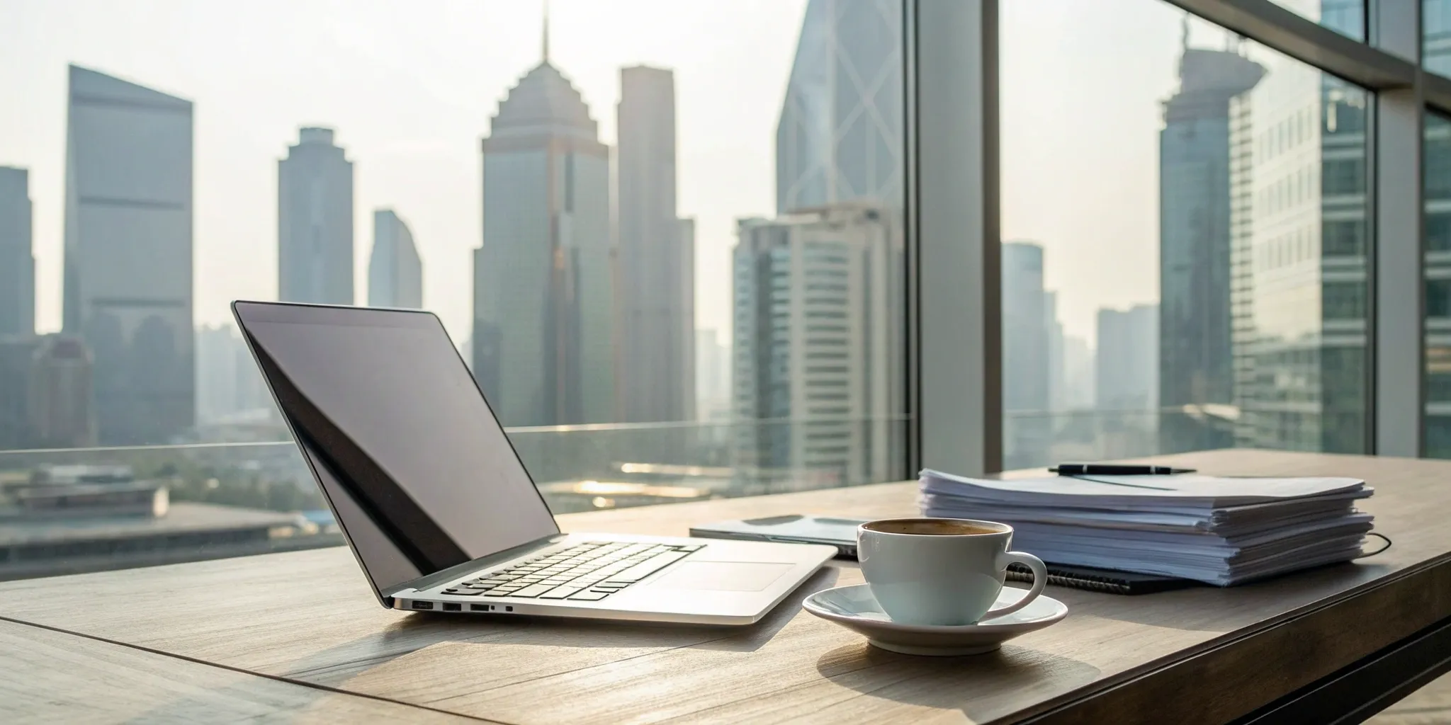 A consultant's desk prepared for strategic revenue operations consulting.