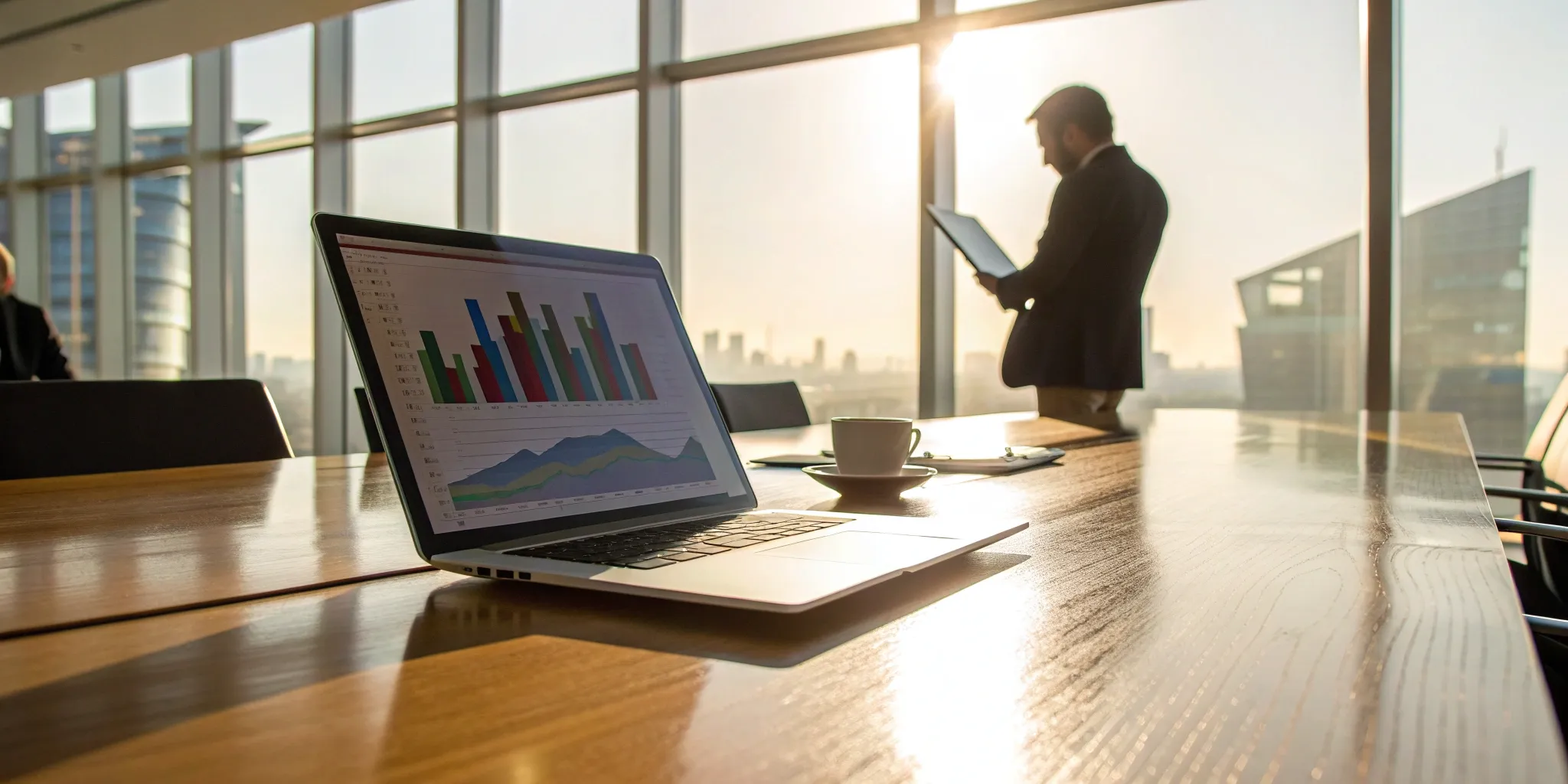 Laptop displaying charts on the benefits of the MEDDPIC framework for sales teams.